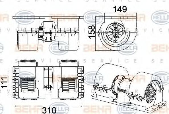 BEHR HELLA SERVICE 8EW351043091 Вентилятор салона