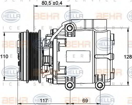 BEHR HELLA SERVICE 8FK351109201 Компрессор, кондиционер