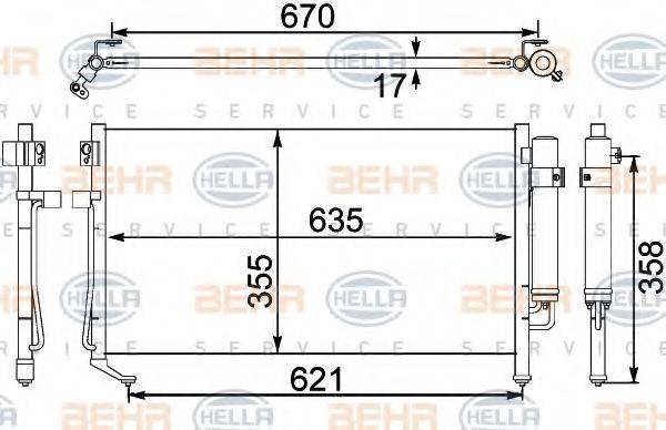 BEHR HELLA SERVICE 8FC351304141 Конденсатор, кондиционер