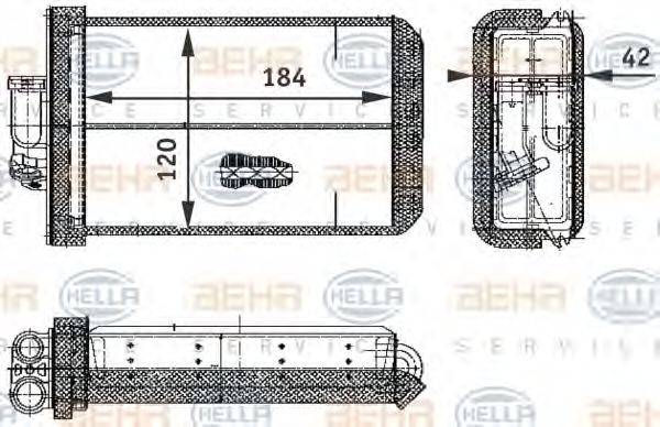 BEHR HELLA SERVICE 8FH351312781 Теплообменник, отопление салона