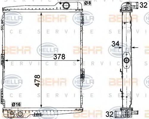 BEHR HELLA SERVICE 8MK376711274 Радиатор, охлаждение двигателя