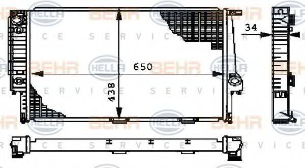 BEHR HELLA SERVICE 8MK376712381 Радиатор, охлаждение двигателя