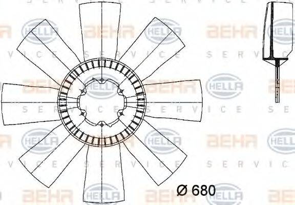 BEHR HELLA SERVICE 8MV376733071 Крыльчатка вентилятора, охлаждение двигателя