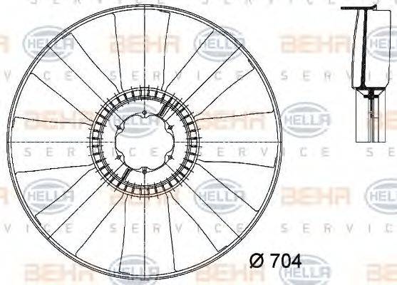 BEHR HELLA SERVICE 8MV376733131 Крыльчатка вентилятора, охлаждение двигателя