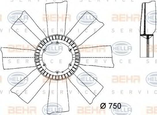 BEHR HELLA SERVICE 8MV376733151 Крыльчатка вентилятора, охлаждение двигателя