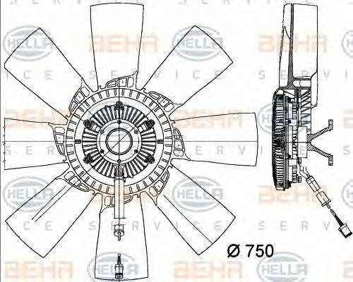 BEHR HELLA SERVICE 8MV376734321 Вентилятор, охлаждение двигателя