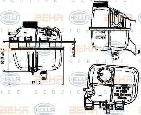 BEHR HELLA SERVICE 8MA376737221 Компенсационный бак, охлаждающая жидкость