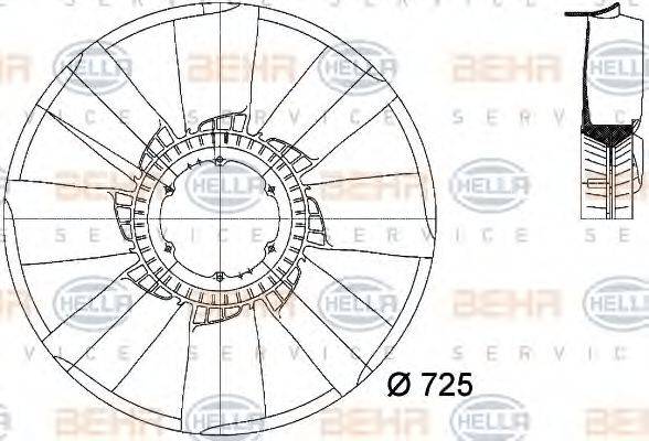 BEHR HELLA SERVICE 8MV376744571 Крыльчатка вентилятора, охлаждение двигателя