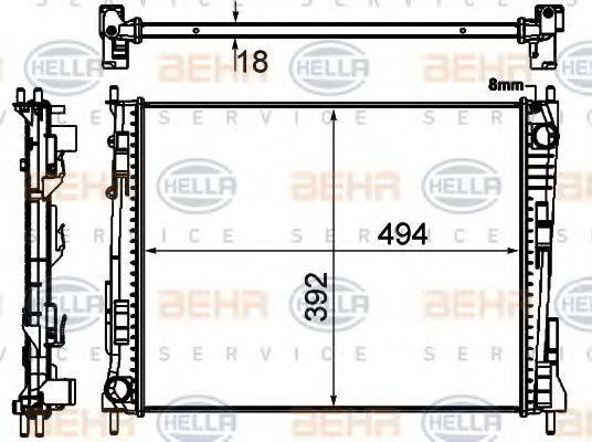 BEHR HELLA SERVICE 8MK376746751 Радиатор, охлаждение двигателя