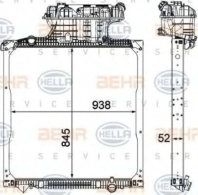 BEHR HELLA SERVICE 8MK376750551 Радиатор, охлаждение двигателя