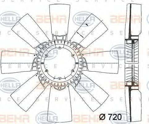 BEHR HELLA SERVICE 8MV376757421 Крыльчатка вентилятора, охлаждение двигателя