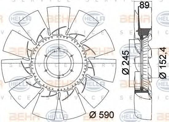 BEHR HELLA SERVICE 8MV376757761 Крыльчатка вентилятора, охлаждение двигателя