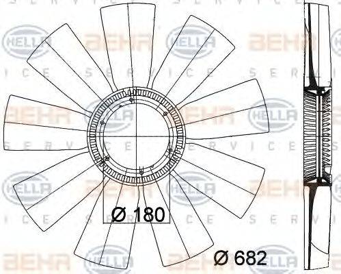 BEHR HELLA SERVICE 8MV376757771 Крыльчатка вентилятора, охлаждение двигателя