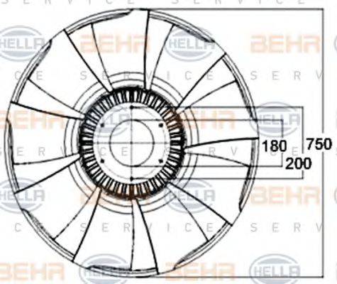 BEHR HELLA SERVICE 8MV376758571 Крыльчатка вентилятора, охлаждение двигателя