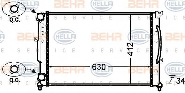 BEHR HELLA SERVICE 8MK376766351 Радиатор, охлаждение двигателя