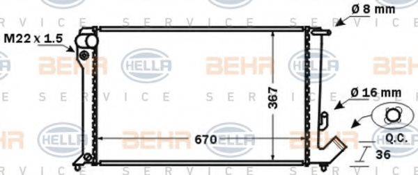 BEHR HELLA SERVICE 8MK376767011 Радиатор, охлаждение двигателя
