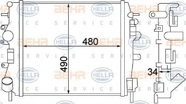 BEHR HELLA SERVICE 8MK376772001 Радиатор, охлаждение двигателя
