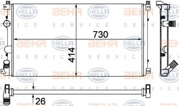 BEHR HELLA SERVICE 8MK376780671 Радиатор, охлаждение двигателя