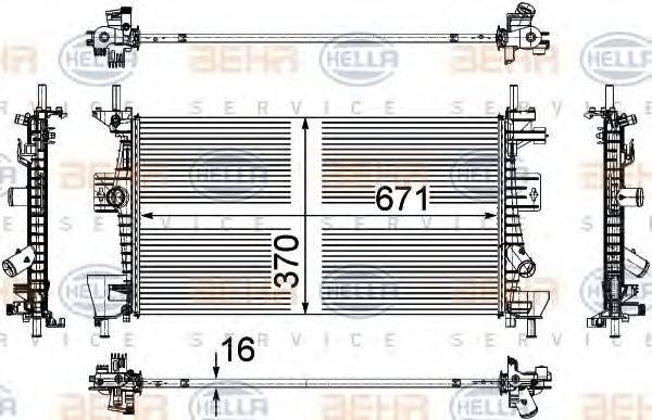 BEHR HELLA SERVICE 8MK376783601 Радиатор, охлаждение двигателя