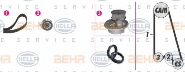 BEHR HELLA SERVICE 8MP376800801 Водяной насос + комплект зубчатого ремня