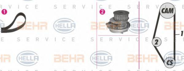 BEHR HELLA SERVICE 8MP376801851 Водяной насос + комплект зубчатого ремня