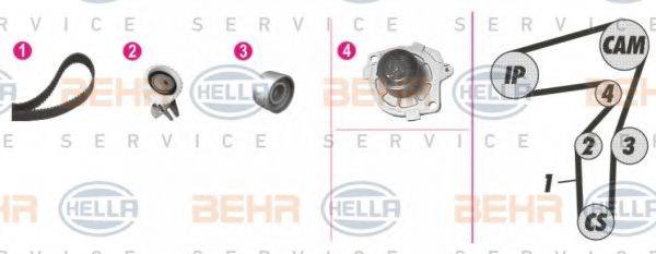 BEHR HELLA SERVICE 8MP376802801 Водяной насос + комплект зубчатого ремня