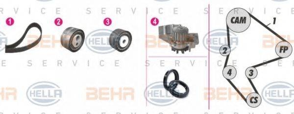 BEHR HELLA SERVICE 8MP376802841 Водяной насос + комплект зубчатого ремня