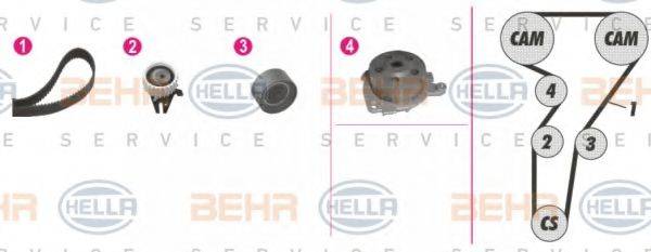 BEHR HELLA SERVICE 8MP376803831 Водяной насос + комплект зубчатого ремня