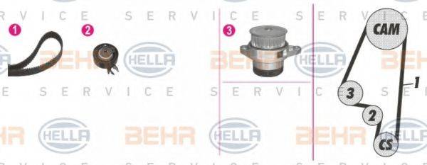 BEHR HELLA SERVICE 8MP376803881 Водяной насос + комплект зубчатого ремня