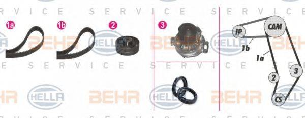 BEHR HELLA SERVICE 8MP376804821 Водяной насос + комплект зубчатого ремня