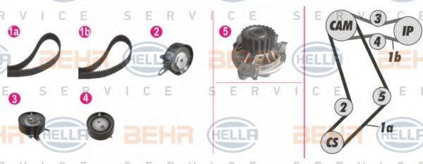 BEHR HELLA SERVICE 8MP376804841 Водяной насос + комплект зубчатого ремня