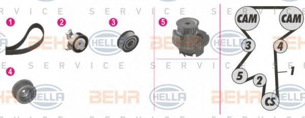 BEHR HELLA SERVICE 8MP376804861 Водяной насос + комплект зубчатого ремня