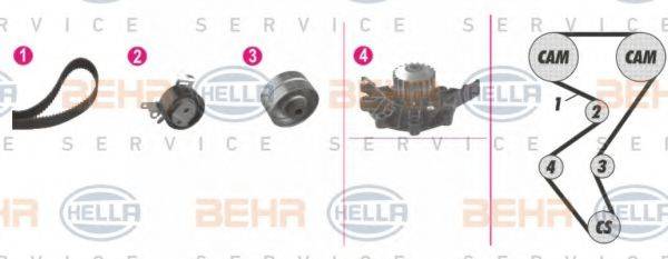 BEHR HELLA SERVICE 8MP376804871 Водяной насос + комплект зубчатого ремня