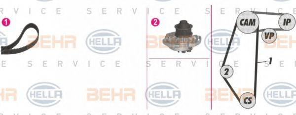 BEHR HELLA SERVICE 8MP376804891 Водяной насос + комплект зубчатого ремня
