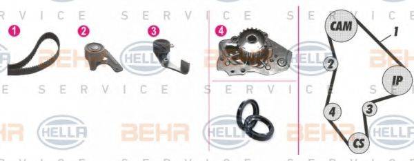 BEHR HELLA SERVICE 8MP376805801 Водяной насос + комплект зубчатого ремня