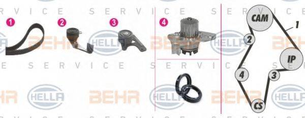 BEHR HELLA SERVICE 8MP376805831 Водяной насос + комплект зубчатого ремня