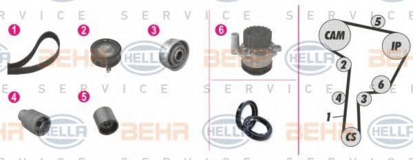 BEHR HELLA SERVICE 8MP376807811 Водяной насос + комплект зубчатого ремня