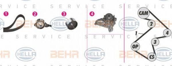 BEHR HELLA SERVICE 8MP376808821 Водяной насос + комплект зубчатого ремня