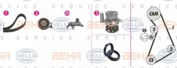 BEHR HELLA SERVICE 8MP376809811 Водяной насос + комплект зубчатого ремня