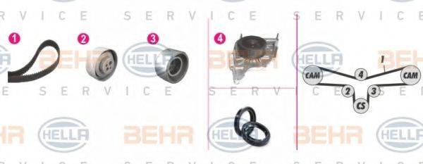 BEHR HELLA SERVICE 8MP376809821 Водяной насос + комплект зубчатого ремня