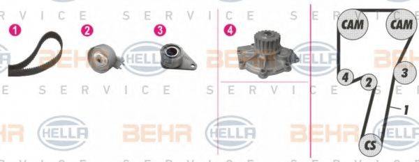 BEHR HELLA SERVICE 8MP376810831 Водяной насос + комплект зубчатого ремня