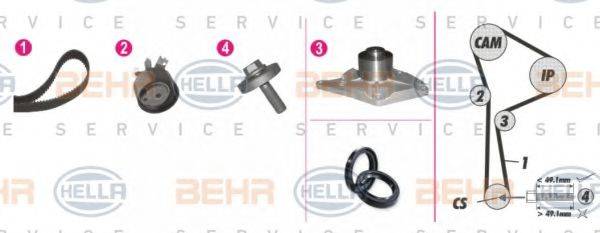 BEHR HELLA SERVICE 8MP376810851 Водяной насос + комплект зубчатого ремня