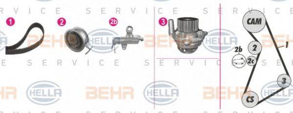 BEHR HELLA SERVICE 8MP376811841 Водяной насос + комплект зубчатого ремня