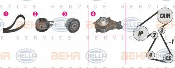 BEHR HELLA SERVICE 8MP376811871 Водяной насос + комплект зубчатого ремня