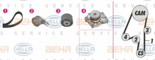 BEHR HELLA SERVICE 8MP376812871 Водяной насос + комплект зубчатого ремня