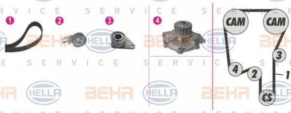 BEHR HELLA SERVICE 8MP376814811 Водяной насос + комплект зубчатого ремня