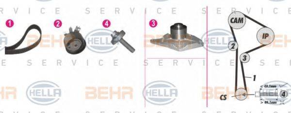 BEHR HELLA SERVICE 8MP376814821 Водяной насос + комплект зубчатого ремня