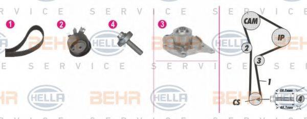 BEHR HELLA SERVICE 8MP376814831 Водяной насос + комплект зубчатого ремня