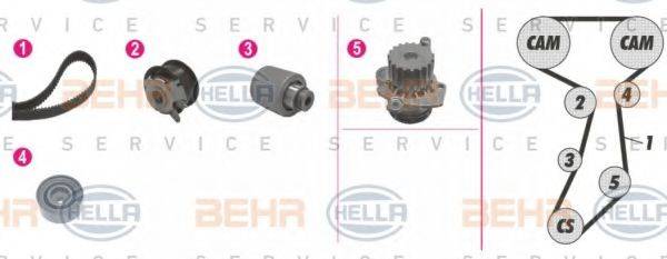 BEHR HELLA SERVICE 8MP376814841 Водяной насос + комплект зубчатого ремня