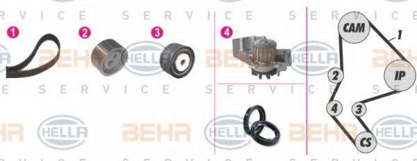 BEHR HELLA SERVICE 8MP376814881 Водяной насос + комплект зубчатого ремня